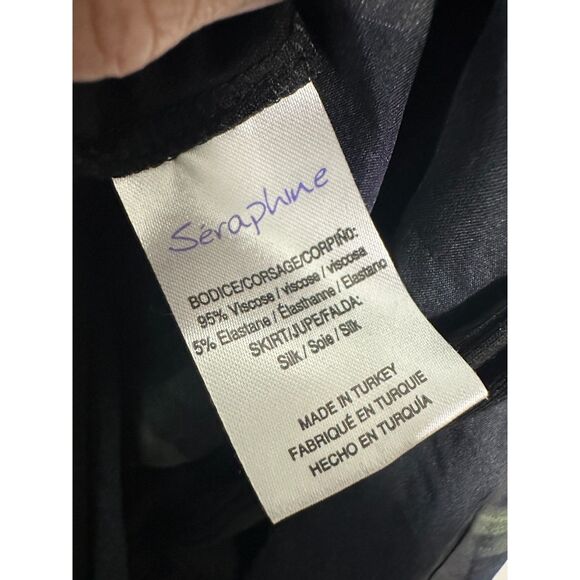 Seraphine Luxe Paityn Maternity Silk Wrap Dress Black Floral Size 2 - Picture 7 of 8